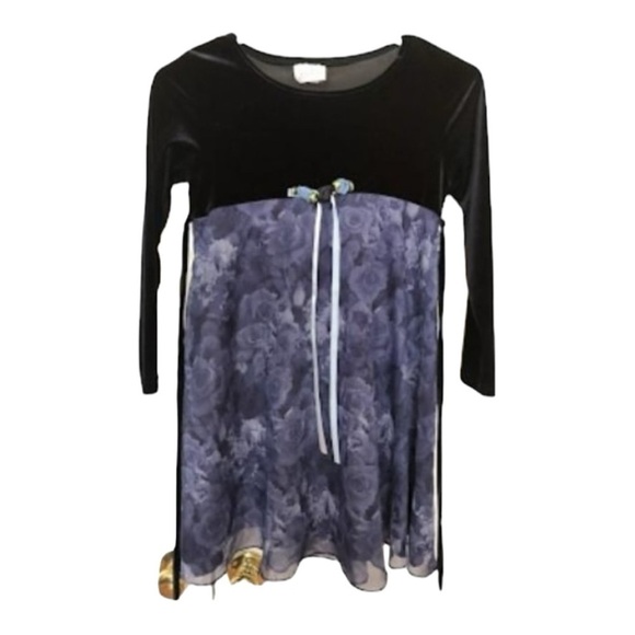 La Princess Black Velvet‎ Party Holiday Girls Dress Size 8 Flawed - Picture 1 of 6
